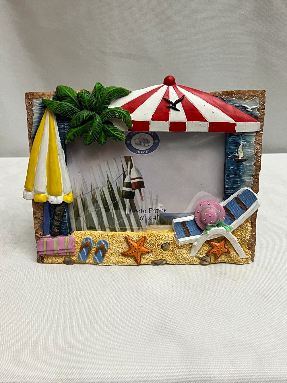 Nantucket Home Beach Picture Frame 6x4 Palm Tree Umbrella Coastal Nautical